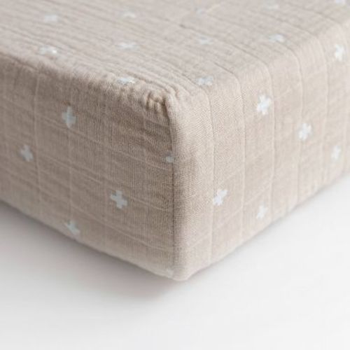 Little Unicorn Cotton Muslin Changing Pad Cover - Taupe Cross