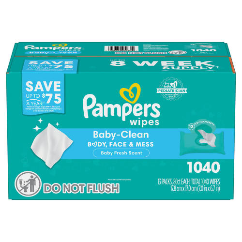 Pampers Baby-Clean Baby Wipes, Baby Fresh Scent, 13 pk., 1040 Wipes - Sam's Club