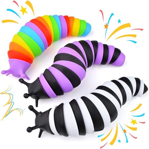 Cevioce Fidget Slug Toy, Sensory Slug Fidget Toy for Kids & Adults, 3Pcs Cute Autism Sensory Toys for Autistic Children, Toddler Stress Relief Toy|Christmas Stocking Stuffers Gift for Kids ADHD