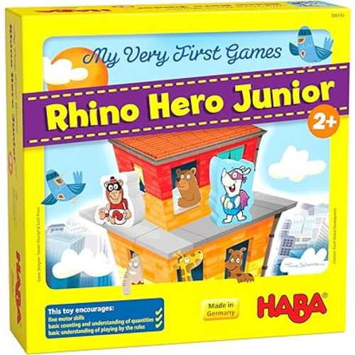 HABA My Very First Games Rhino Hero Junior - A Cooperative Stacking and Matching Game for 2 Years and Up