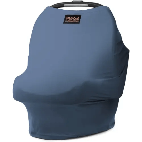 Milk Snob Original 5-in-1 Luxe Cover in Ocean Blue - Added Privacy for Breastfeeding, Baby Car Seat, Carrier, Stroller, High Chair, Shopping Cart, Lounger Canopy, Newborn Essentials, Nursing Top