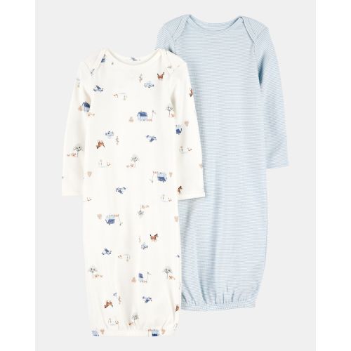 Baby 2-Pack Sleeper Gowns - Blue/White