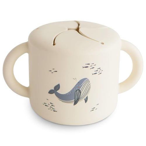 mushie Silicone Snack Cup | Spill Proof Food Container for Toddler and Baby (Whales)
