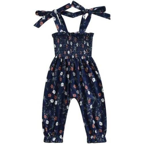 Summer One Piece Outfits Infant Baby Girl Romper Jumpsuit Sleeveless Ruffle Halter Floral Bodysuit Clothes