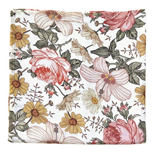 Mini Wander Swaddles for Newborns Muslin Swaddle Blankets - Breathable Soft Newborn Receiving Floral Blanket Baby Essentials | 47 x 47 Cotton - (Garden Floral) White