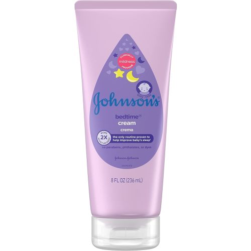 Johnson's Baby Bedtime Moisturizing Body Cream, Relaxing Aromas, Night Time Baby Massage Cream for Dry Skin Relief, Hypoallergenic, No Parabens, Phthalates or Dyes, 8 fl. oz