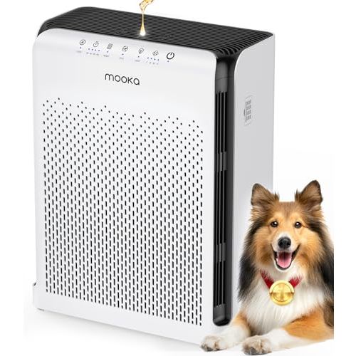 Air Purifiers for Home Large Room up to 2200ft², MOOKA Air Purifier for Home Pets Bedroom with ECO Mode & Fragrance, H13 HEPA Air Filter Cleaner for Pet Hair Dander Smoke Dorm Room Office, M200L