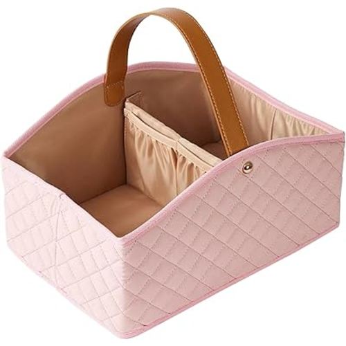 I IHAYNER Baby Diaper Caddy Organizer Baby Room Storage Basket and Changing Box Stylish Nursery Storage Basket Newborn Essentials Suitable for Outdoor Use Pink