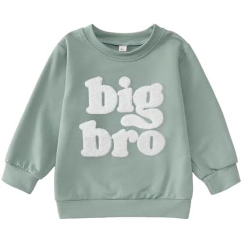 Big Brother Sweatshirt Toddler Boy Big Bro Chenille Patch Letter Print Pullover Crewneck Long Sleeve Shirt Fall Tops