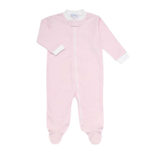 Gingham Zipper Footie - Pink
