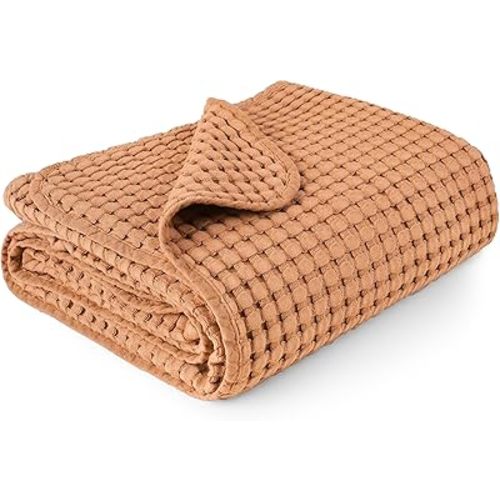 Konssy Waffle Baby Blankets, Nursery Blankets for Boys Girls, Swaddle Blankets Neutral Soft Lightweight Toddler and Kids Throw Blankets(Brown)