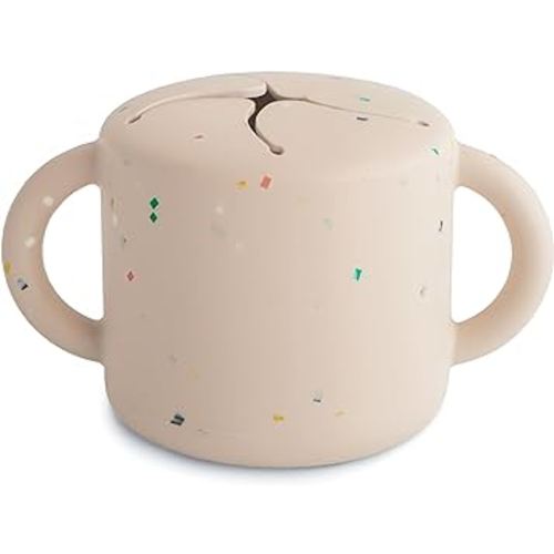 mushie Silicone Snack Cup | Spill Proof Food Container for Toddler and Baby (Vanilla Confetti)