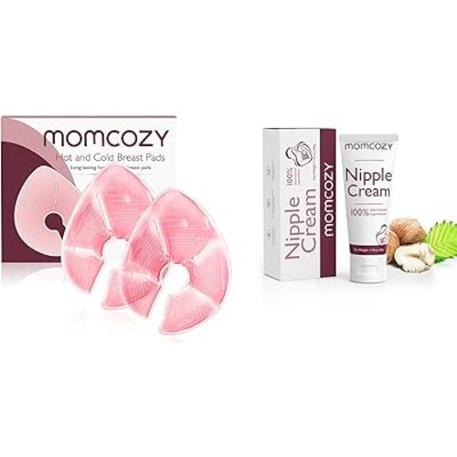 Momcozy Breast Therapy Packs, 2 Pack & Momcozy 100% Natural Nipple Cream