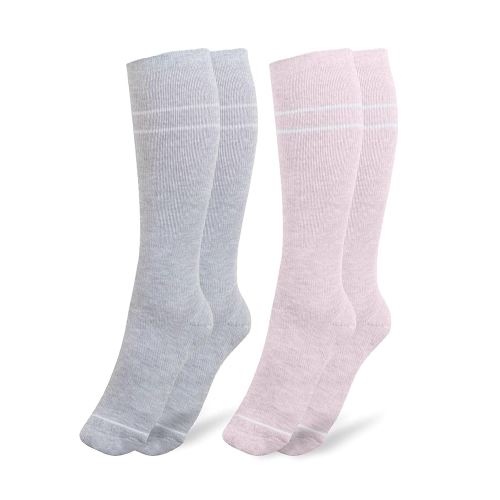 Kindred Bravely Compression Socks 2-Pack | Graduated Compression Socks for Circulation Pregnancy Travel (Pink & Grey Heather, Small)