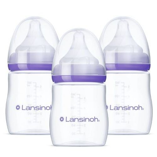 Lansinoh Baby Bottles for Feeding Babies, with Slow Flow Nipples (Size 2S) - 5oz/3pk
