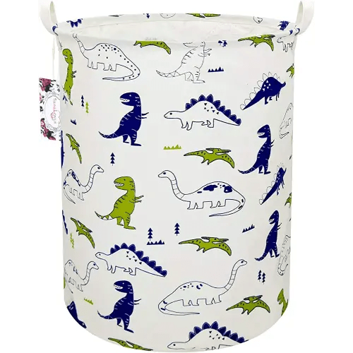 Dinosaur Laundry Basket Baby Laundry Hamper Cute Kids Hamper Toy Storage Bin Handles for Boys and Girls Dinosaur Room Decor (Polychrome Dinosaurs)