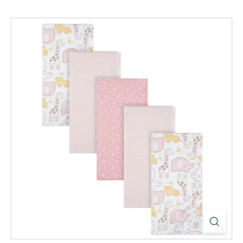 5-Pack Baby Girls Pink Safari Flannel Receiving Blankets – Gerber Childrenswear
