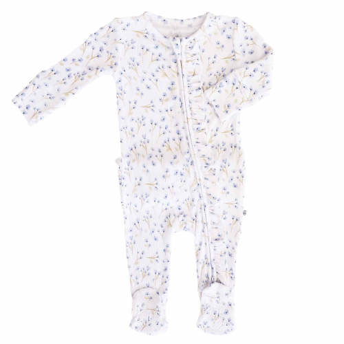 Blake's Blooms Waffle Bamboo Zipper Ruffle Footie