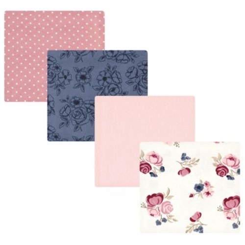 Hudson Baby Infant Girl Cotton Flannel Receiving Blankets, Dusty Rose Floral, One Size