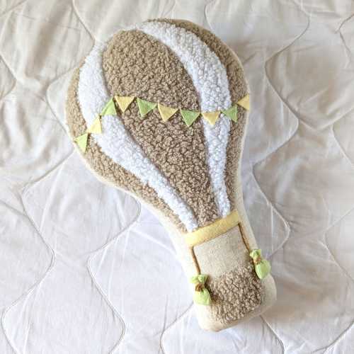 Hot Air Balloon Pillow, Hot Air Balloon Nursery Decor, Hot Air Balloon Boucle Cushion, Hot Air Balloon Linen Pillow, Nursery Sherpa Cushion