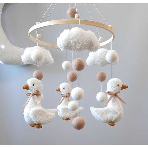 Baby mobile, mobile goose, goose, mobile in the crib, gift for a newborn, toy in the crib, toy goose in the crib, three geese, boho mobile.