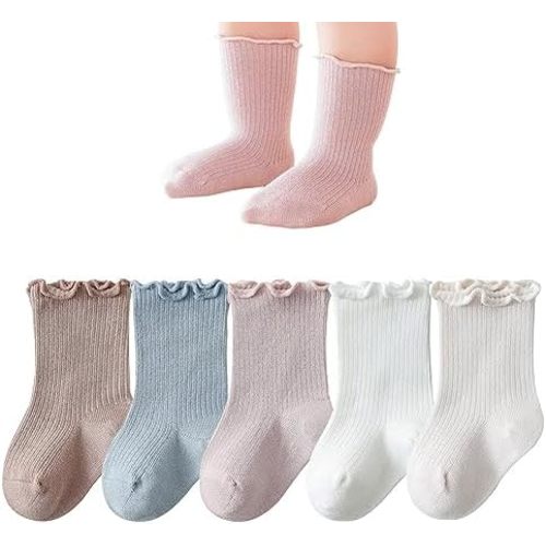Baby Toddler Girls Ruffle Socks Little Girl Frilly Dress Socks for Newborn Crew Cotton