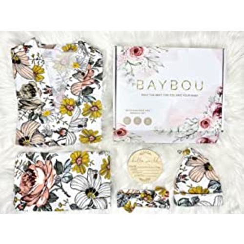 Amazon.com: Baybou Robe and Swaddle Set Matching Mommy and Me Set Baby Girl Swaddle Blanket Gift 5-Piece Set Hospital Robe (Vintage Floral, S/M) : Baby