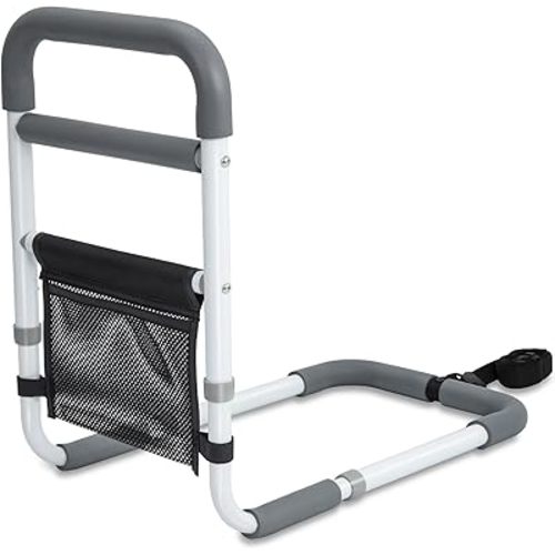 Bed Rails for Elderly Adults - 350LBS Heavy Duty Bed Assist Rail with Non-Slip Bedside Handle, Fall Prevention Safety Cane with Storage Pocket for Seniors, Fits King/Queen/Full/Twin Beds