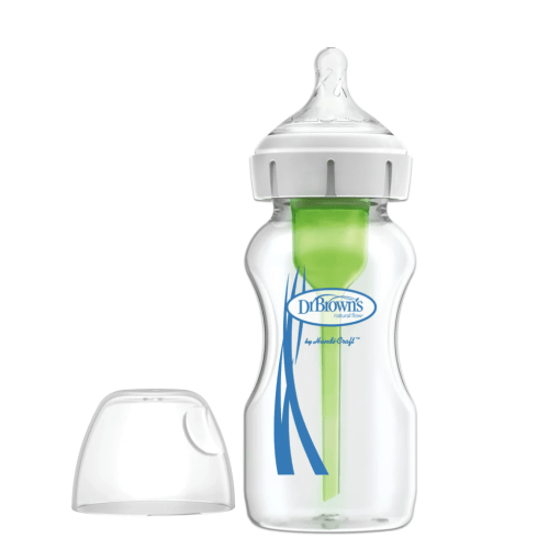 Dr. Brown’s Natural Flow® Anti-Colic Options+™ Wide-Neck Glass Baby Bottle, with Level 1 Slow Flow Nipple