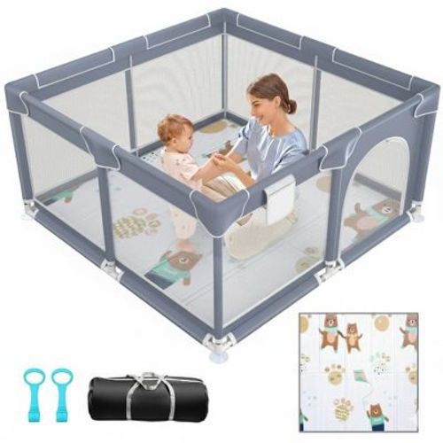 Suposeu Soft Padded Baby Playpen With Mat,Safe And Sturdy Design,Breathable Mesh,Portable For Indoor And Outdoor Use.