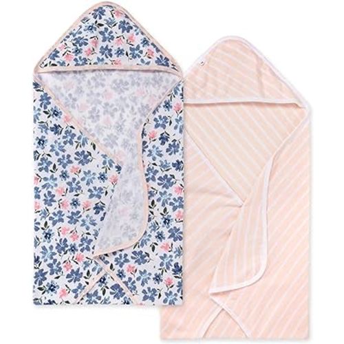 Burt's Bees Baby - Hooded Towels, Absorbent Knit Terry, Super Soft Single Ply, 100% Organic Cotton ,2 Count (Pack of 1)