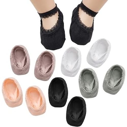5 Pairs Baby Girl Socks Lace Non Skid Toddler Stretch Socks Anti Slip Skid Princess Mary Jane Dress Socks for Newborn Infant