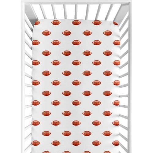 Sweet Jojo Designs Boy Baby Fitted Crib Sheet Football Brown and White