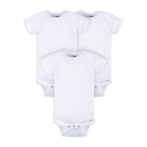 Gerber Baby Boy or Girl Unisex White Short Sleeve Cotton Bodysuit, 3-Pack, Sizes Preemie - 24 Months