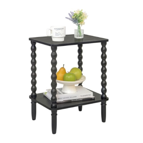 White End Table, Small Side Table with Storage Shelf, 2-Tire Modern NightStand for Bedroom, Living Room, Small Spaces(White)