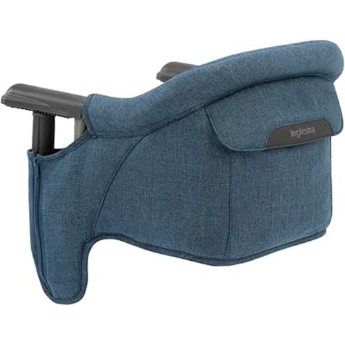 Inglesina Fast Table Chair, Slate Blue Melange - Portable High Chair for Baby & Toddlers 6-36 Months - Fits Tables 0.8'' - 3.5'' - Collapsible and Compact Design Space Saving - Travel Bag Included