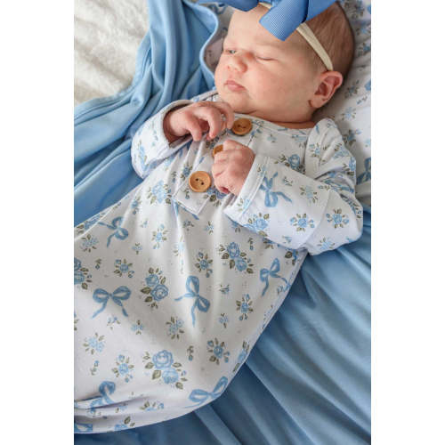Newborn Baby Knot Gown & Hat Set in Tied In Blooms | Caden Lane
