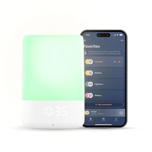 Nanit Sound and Light Smart Baby Night Light and Sound Machine | Audio Monitor | Cry Detection Alert Feature | OK to Wake Alarm Clock for Kids | Temp & Humidity Tracking | Rechargeable Battery | WiFi