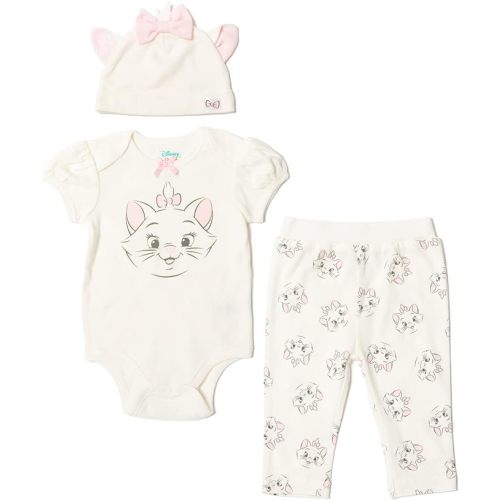 Disney Marie Baby Bodysuit Pants and Hat 3 Piece Outfit Set Newborn to Infant