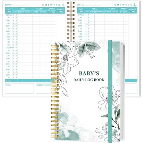 Baby's Daily Log Book - A5 Baby's Tracking for Newborns, 150 Easy to Fill Pages to Track and Monitor Your Newborn Baby's Schedule, Teal Flowers