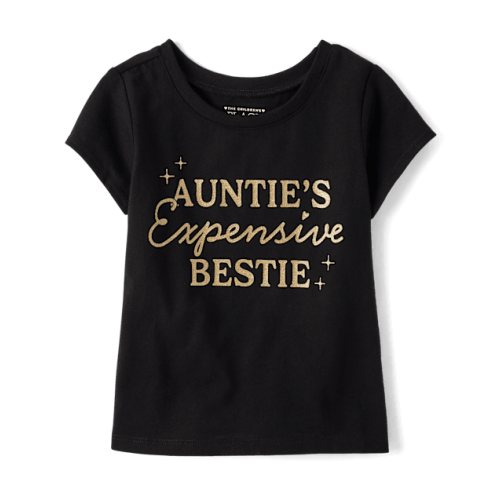 Baby And Toddler Girls Auntie's Expensive Bestie Graphic Tee - Black