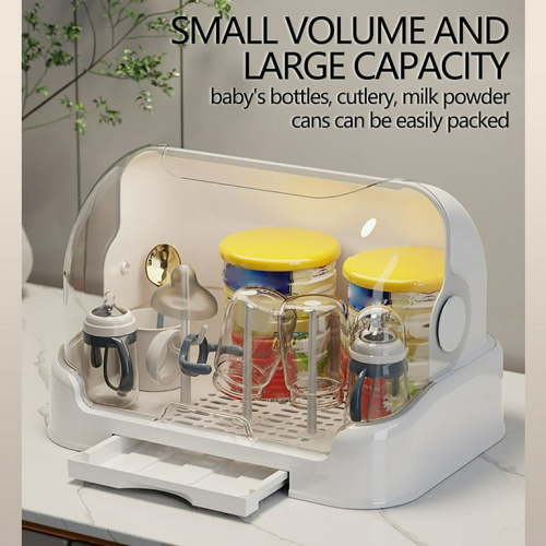 Lomaiwei Baby Bottle Drying Rack Storage,Large Baby Bottle Organizer with Cover & Removable Drain Tray Dustproof,Portable Kitchen Cabinet Organizer