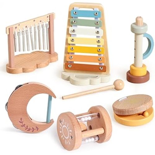 Promise Baby Wooden Sky Music Instrument Sets Toy for Kids, Montessori Cloud Toddler Music Toys Xylophone, Christmas Birthday Gifts for Boys Girls 3 Year+