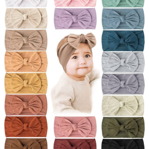Prohouse 20PCS Baby Nylon Headbands Hairbands Hair Bow Elastics for Baby Girls Newborn Infant Toddlers Kids(Clay)