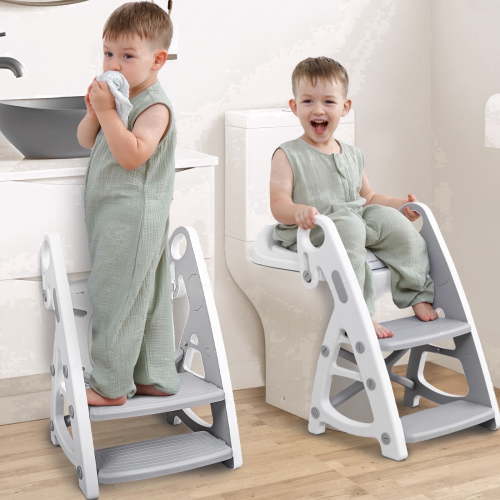 Primlect, Potty Training Toilet Seat, 2-in-1 with Ladder, Gray