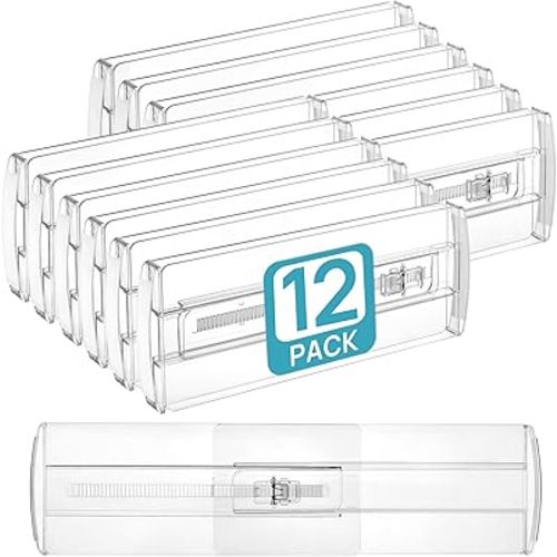 Vtopmart 12 Pack Drawer Dividers for Clothes, Adjustable 4" High Expandable from 10.6"-17" Dresser Drawer Organizer, Clear Plastic Separators for Dresser, Baby Clothing, Cosmetic and Office Storage