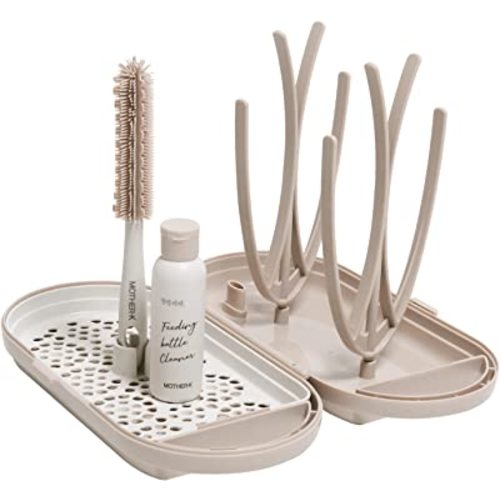 MOTHER-K Travel Baby Bottle Drying Rack Set, (Cream Mocha)
