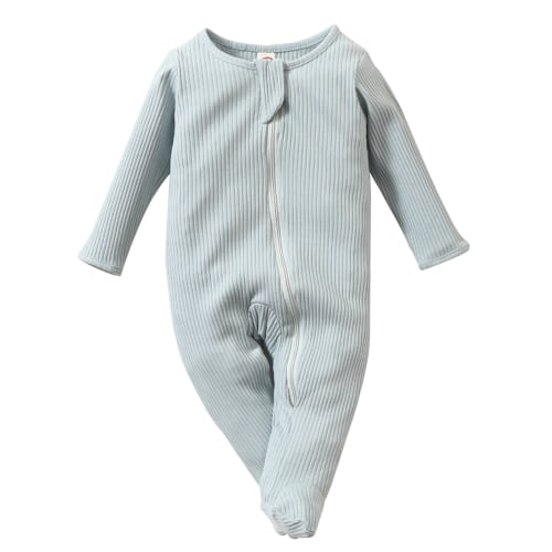 0-3M Newborn Baby Footie Pajamas Zipper Front Infant Cotton One-piece Sleeper Pjs Newborn Footed Sleep Play