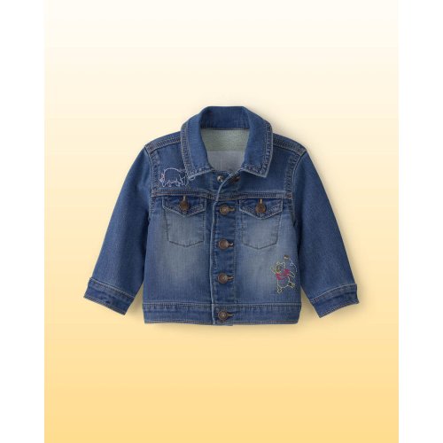 Baby Disney© Winnie the Pooh Embroidered Knit-Like Denim Jacket with Back Art - Dark Wash - OshKosh B'gosh | Carter's