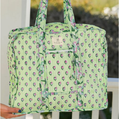 Green Daisy Zipper Tote – Poeta